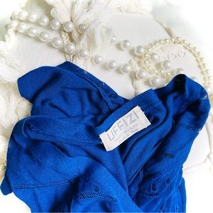 UFFIZI ITALY | M/L | Short Hills, NJ Cobalt Crosshatch Laser-Cut Thin Cardigan